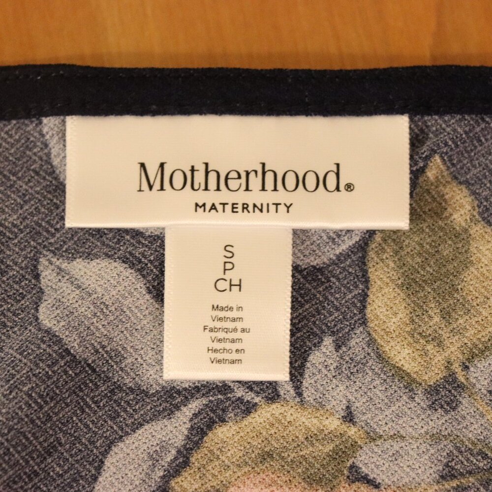 Motherhood 3/4 sleeve shirt, navy background with pink and blue flowers, formal - Picture 6 of 8